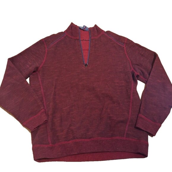 Tommy Bahama Men’s Reversible Flipshore Half Zip Sweater Sz M - Burgandy - Picture 1 of 6